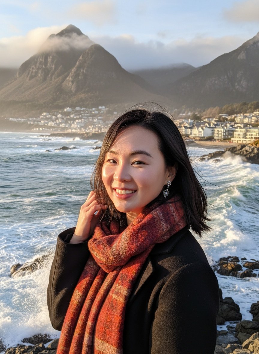 Cynthia Hong outdoors near the coast