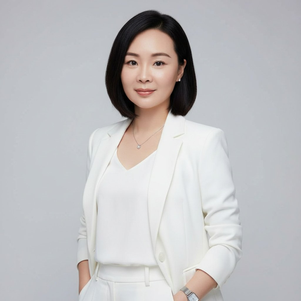 Cynthia Hong in a white blazer