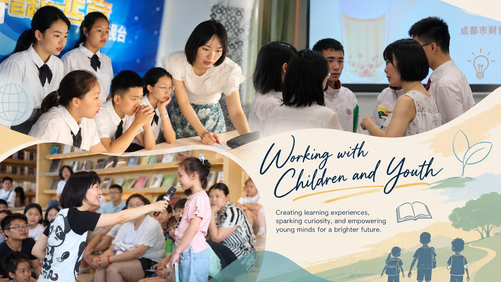 Educational activities and youth engagement collage